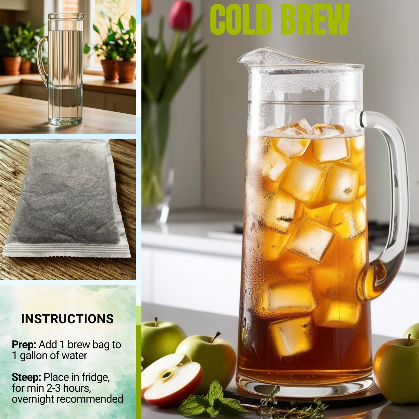 Mint Apple Flavored Brew Bags, Nbr 66. 10 Count.