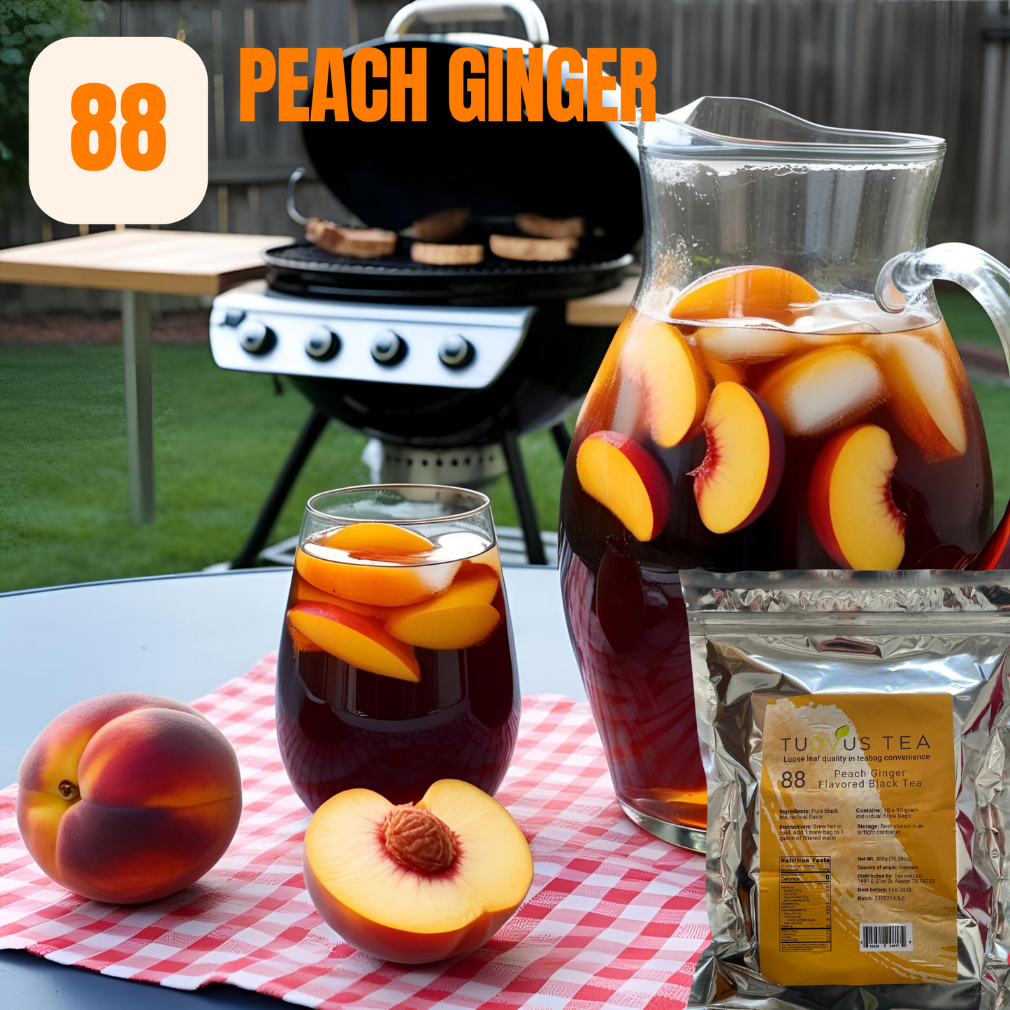Peach Ginger Flavored Brew Bags, Nbr 88. 10 Count.